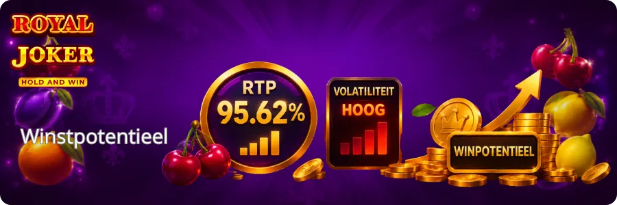 Royal Joker RTP 95,62% en hoge volatiliteit met max. winst x21.150