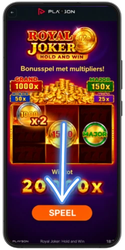 Royal Joker Hold and Win startscherm met PLAY-knop