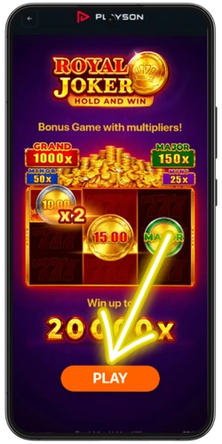 Royal Joker Hold and Win launch screen with PLAY button