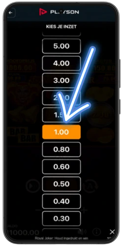 Royal Joker inzetmenu met inzetten vanaf 0,10 €